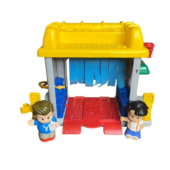Vintage Fisher-Price Little People Car Wash Garage Town Service 2002 + 2 Figures - Picture 7 of 7